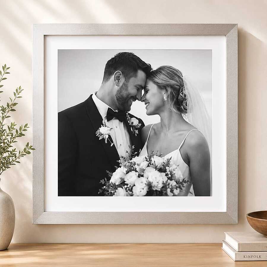 Ahşap Kare Fotoğraf Çerçevesi 30x30 Gümüş