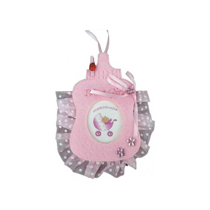 Pembe Biberon Keçe Bebek Çerçevesi