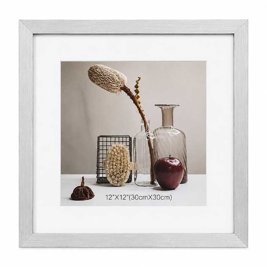 Ahşap Kare Fotoğraf Çerçevesi 30x30 Gümüş